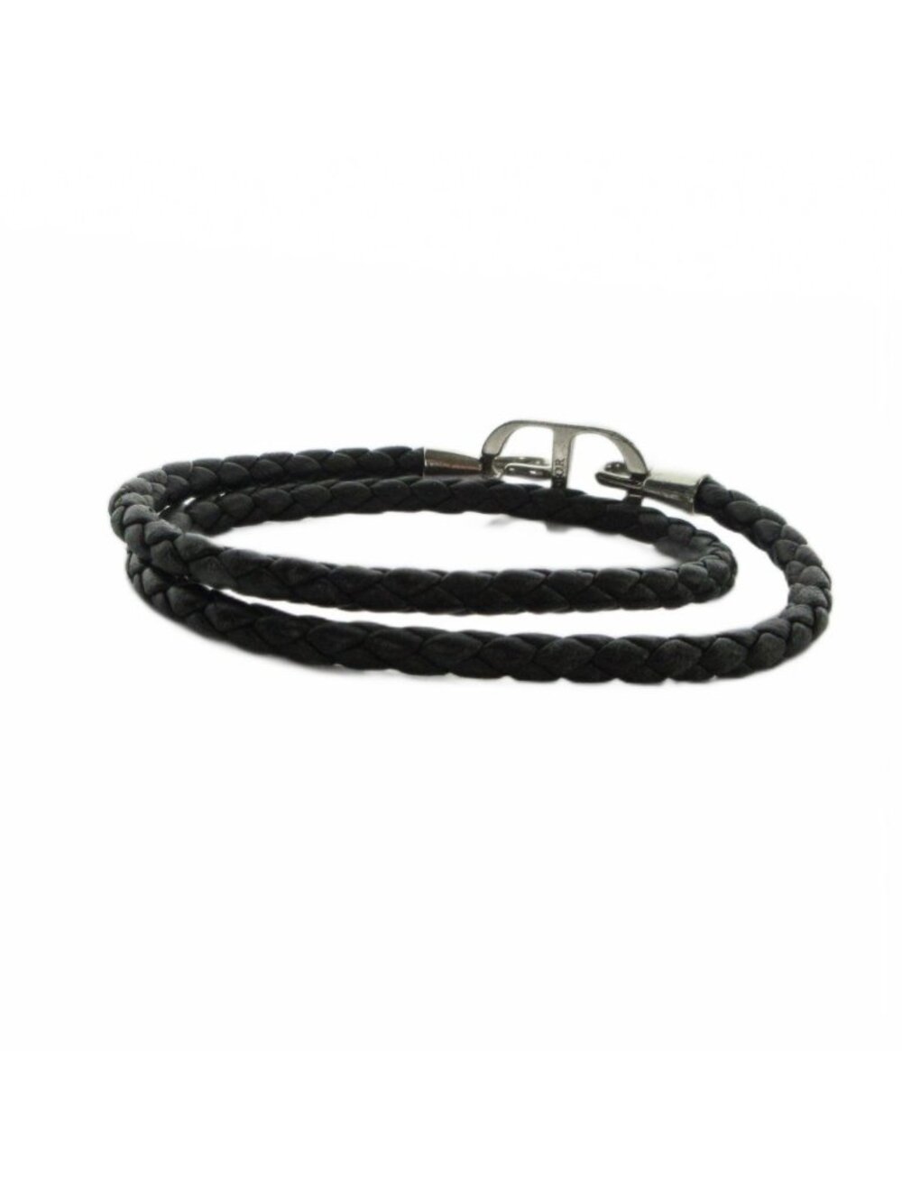 Dior CD Icon Braid Leather Double Bracelet Bangle Black - Picture 4 of 4